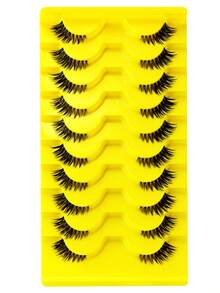 Asiteo 10 Pairs Natural Fluffy & Lightweight Faux Mink Eyelashes, Fox Tail Extended Style, Suitable For Daily Makeup, Reusable - Cat Eye Lashes - View 8