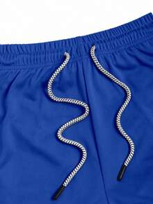 Sport MetroGents Men's Dragon Print Drawstring Waist Sports Shorts - Blue - View 3