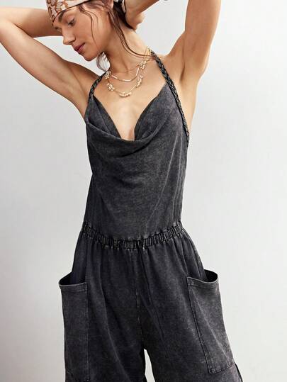 Bohemela 女士休闲纯色针织连体裤