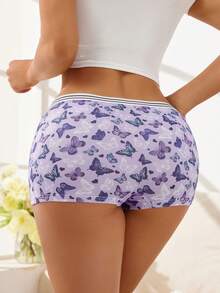 3条装女士蝴蝶印花V字形设计三角裤 - 彩色 - 查看 2