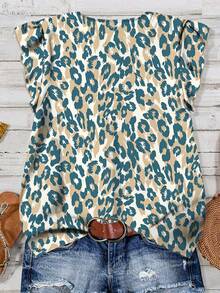 SHEIN LUNE Camisa casual de talla grande con estampado de leopardo, adecuada para el verano - Multicolor - Ver 2