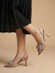Elegantes sandalias  de tacón con detalle de lazo, puntera cuadrada y tira al tobillo para mujer. - Maquillaje - Ver 3