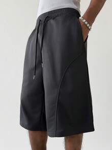 PAVTROS Men's Drawstring Waist Pocket Casual Versatile Daily Wear Shorts - Light Grey - View 4