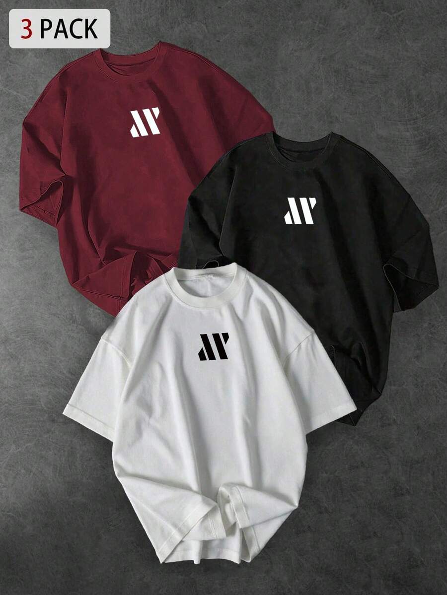 Sport MetroGents 男士休闲百搭圆领短袖运动T恤 - 黑色 - 查看 1