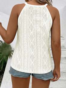 SHEIN LUNE Áo hai dây kim cương Jacquard cỡ lớn cho nữ, mùa hè - Màu be - Xem 2