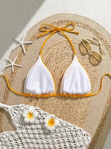 Swim Vcay 2025 Plus Size Women Floral Print Triangle Cup Swimwear Top - Orange - View 2