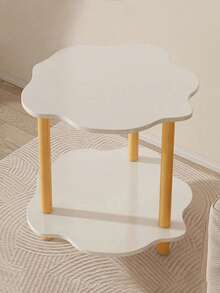 1 pieza Mesa de centro, Mesa lateral para sala de estar, Gabinete lateral, Apartamento pequeño sencillo, Mesa lateral fácil, Casa de alquiler, Dormitorio, Uso doméstico, Mesa de noche, Mesa móvil de dos niveles - Multicolor - Ver 4