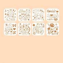 3 Sets Cute Cartoon Kids Drawing Stencils 48Pcs | Hollow-Out Stencils For Oil Pastel & Handwritten Newspaper(Random Styles) - Sets - View 6