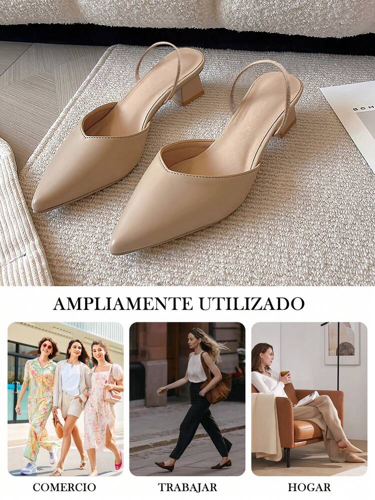 GlamourGrip Zapatos de tacón alto para mujer, elegantes y a la moda, con punta fina y tacón ancho, diseño cómodo y transpirable, con escote bajo y banda elástica, ideales para uso diario, fiestas, eventos formales, graduaciones, festivales, vacaciones y verano - Albaricoque - Añade 8