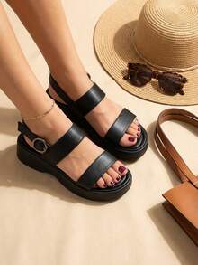 HUARACHE CON DOS TIRAS - NEGRO - Ver 2