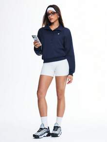 Eassivo 休闲简约字母印花运动Polo衫 - 藍色 - 查看 6