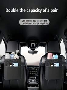 1pc Multifunctional Trunk Organizer Hanging Storage Box Car Garbage Can Adjustable Divider Travel Essentials For Holiday Road Trip Camping Mother Day Valentine Gift Auto Accessory - Black - View 2