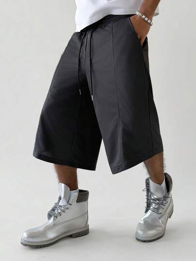 PAVTROS Men's Solid Color Drawstring Waist Pocket Casual Shorts