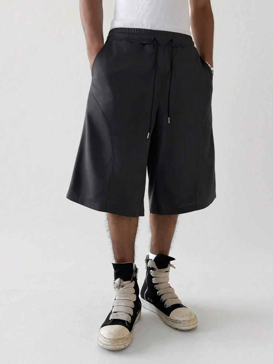 PAVTROS Men's Drawstring Waist Pocket Casual Versatile Daily Wear Shorts - Light Grey - View 1