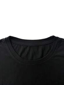 Manfinity Homme Men's Letter & Pigeon Print Crew Neck Short Sleeve Loungewear Top - Black - View 5