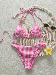 Swim Mod Women's Sweet Pink Floral Patterned Reversible Bikini Set - Multicolor - View 2