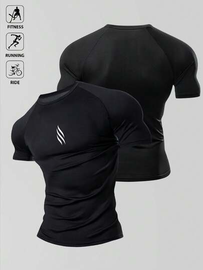 Manfinity Acti Log Camisa elástica para hombre, camiseta para correr o senderismo, camiseta deportiva, estilo casual