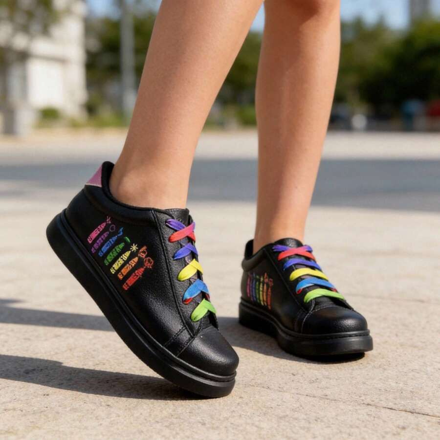 TENIS BORDADOS SUELA ANTIDERRAPANTE CON ESTAMPADO DE COLORES - Multicolor - Ver 1