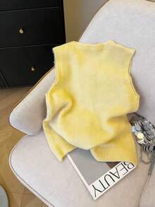 Resyla Cárdigan sin mangas de corte holgado - Amarillo - Ver 2