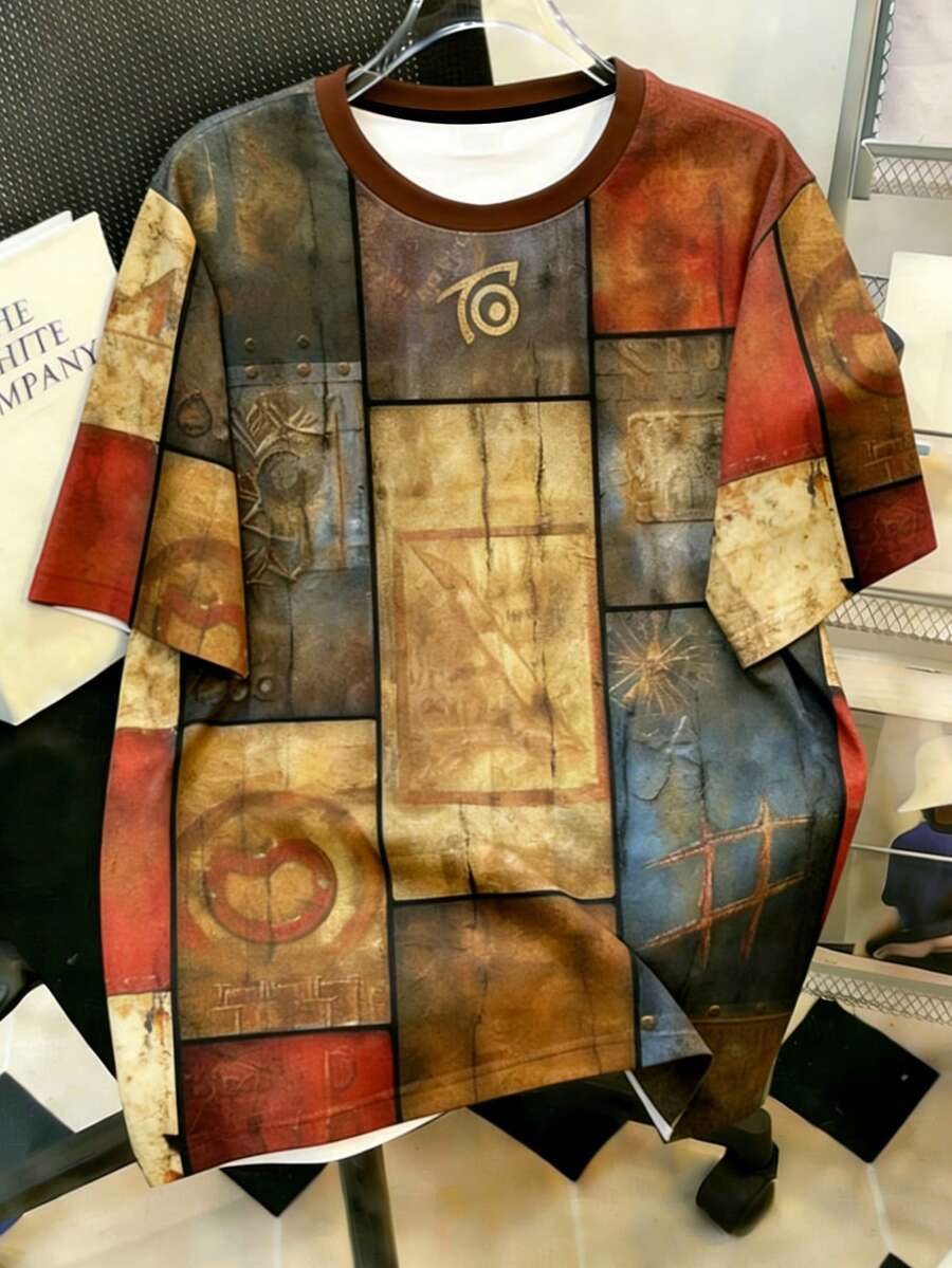 Manfinity Homme Duck Pattern Print Design On Abdominal Muscles, Men's Fashionable Summer Casual Sportswear, Men's Top - Multicolor - View 1