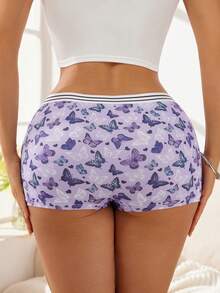 3条装女士蝴蝶印花V字形设计三角裤 - 彩色 - 查看 6