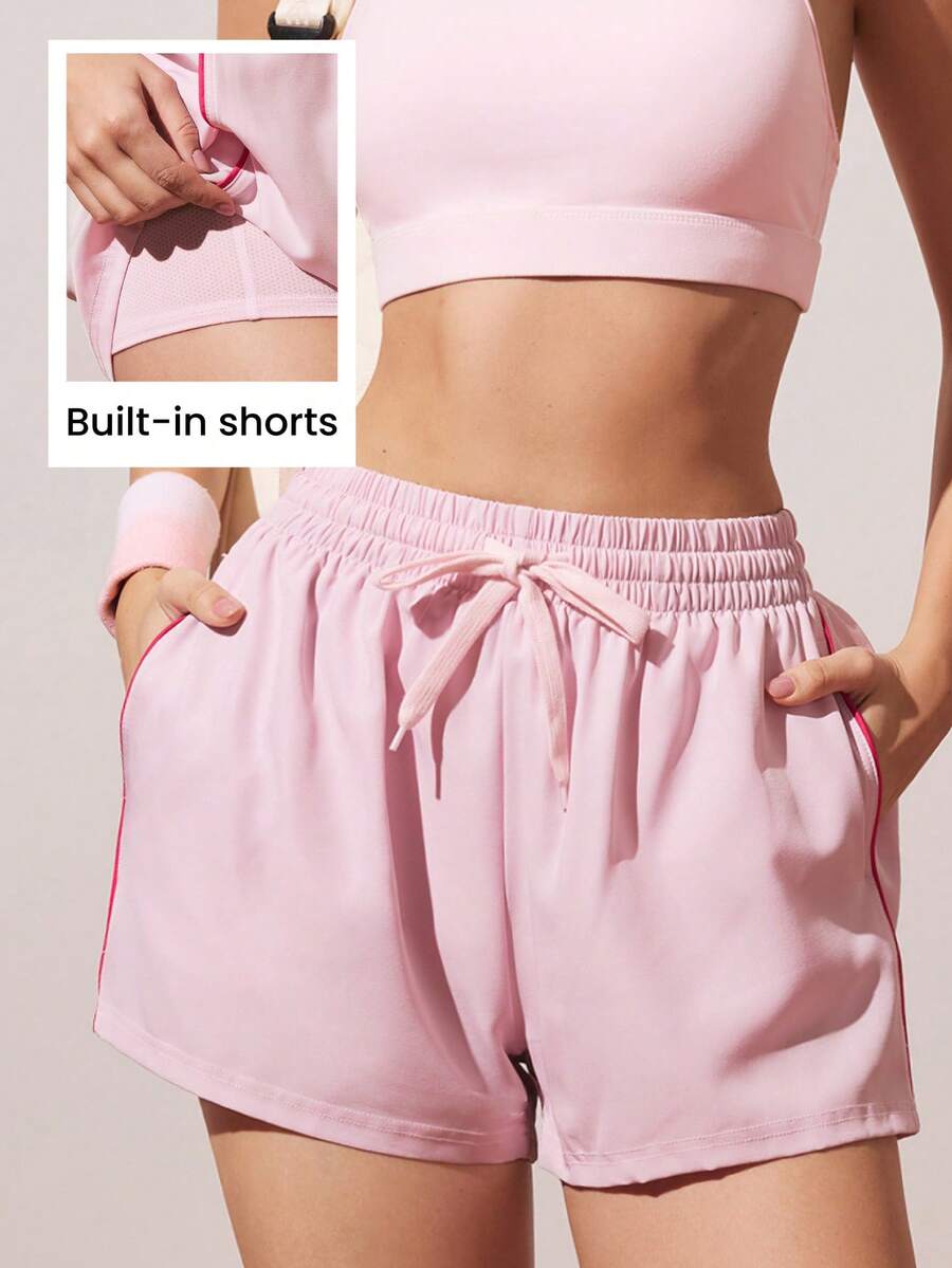 CourtClass Pantalones cortos deportivos de ajuste holgado con cordón en la cintura - Rosa - Ver 1