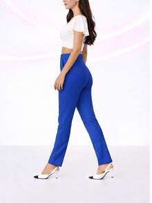 Women's Pleated Pants - Royal Blue - View 2