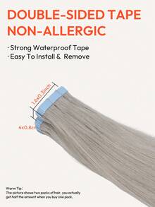 20 件 50 克胶带接发，100% 真人发丝接发，适用于沙龙，丝滑无缝隐形，隐形胶带银灰色，适用于稀疏头发女性，自然外观，顶级沙龙品质，返校季、节日购物季，可重复使用，适用于细发或稀疏头发，增加发量 - SSilver - 查看 6