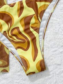 Swim Vcay 3件套印花比基尼泳衣，适合海滩度假 - 淡黃色 - 查看 7
