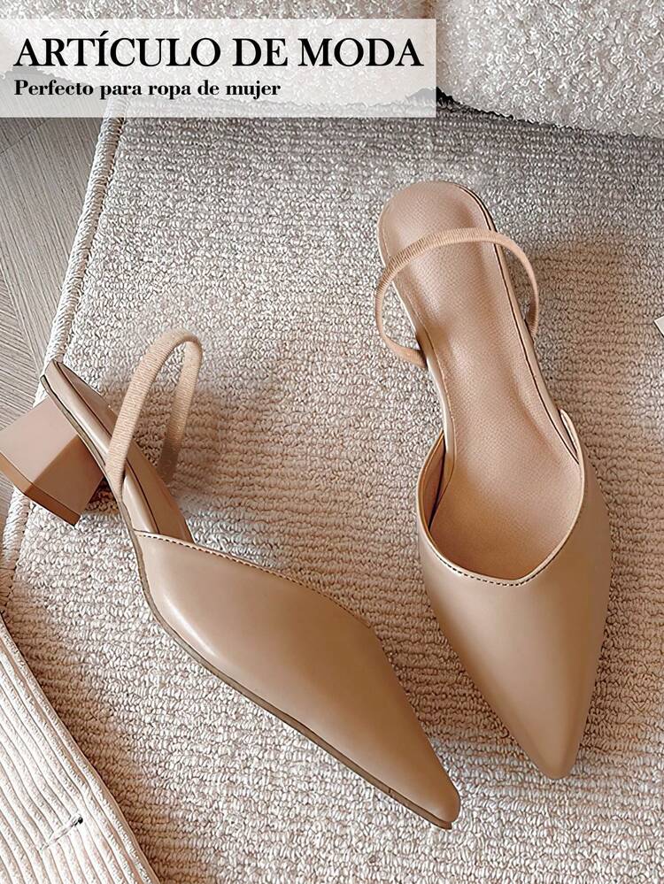 GlamourGrip Zapatos de tacón alto para mujer, elegantes y a la moda, con punta fina y tacón ancho, diseño cómodo y transpirable, con escote bajo y banda elástica, ideales para uso diario, fiestas, eventos formales, graduaciones, festivales, vacaciones y verano - Albaricoque - Añade 2