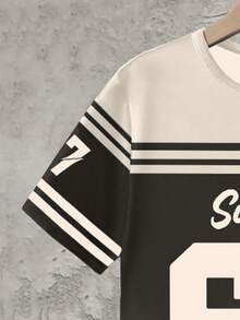 SHEIN 2件套青少年男童短袖圆领T恤+口袋短裤 - 彩色 - 查看 3