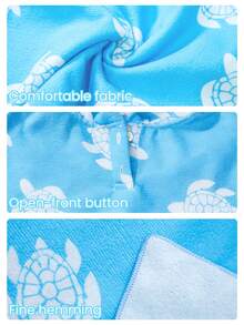 Toddler Boys'Cute Cartoon Turtle Blue And White Striped Summer Beach Holiday Hooded Cover Up Swimwear,V-Neck Baby Wearable Towel,Infant Swim Poncho - Blue and White - View 5