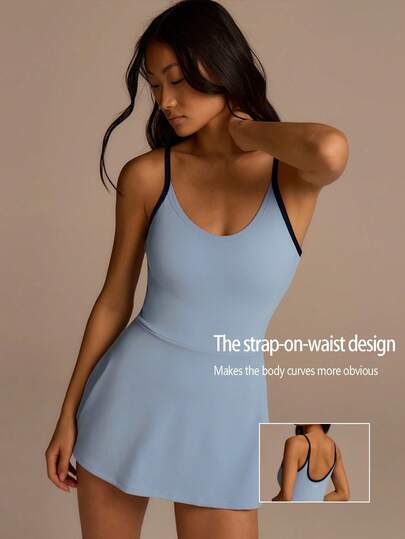 Fluxe Vestito mini con spalline donna con dettagli a contrasto e schiena scoperta