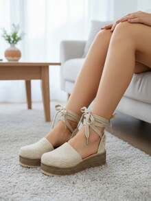 Women Platforms & Wedge Sandals - 米色 - 查看 3