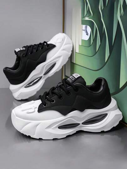 Zapatillas Deportivas De Moda Hombre,Zapatillas de elevación casual para exteriores con suela gruesa,Zapatillas Deportivas De Hombre Ligero,estilo deportivo casual de calle,zapatillas para correr con cordones aptas,parte superior de PU y tela,suela de EVA, punta redonda,adecuadas para uso diario