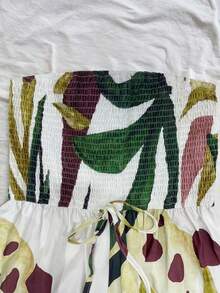 Airaco Women's Casual Tropical Print Bandeau Jumpsuit - Apricot - View 3