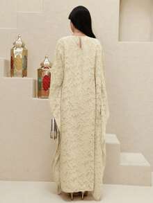 Yasmyna Women's Turkish Maxi Dress & Arabic Traditional Abaya - Apricot - View 3