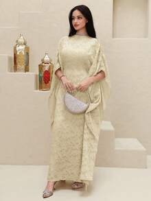 Yasmyna Women's Turkish Maxi Dress & Arabic Traditional Abaya - Apricot - View 6