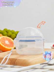 Transparent Semi-Circular Lid Airtight Apple Storage Container (1 Piece) - Clear - View 3