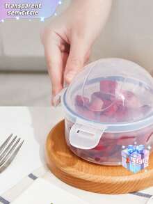Transparent Semi-Circular Lid Airtight Apple Storage Container (1 Piece) - Clear - View 8