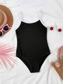 Emery Rose Kids Emery Rose Kids 女童条纹蝴蝶结花卉连体泳衣 - 杏色 - 查看 4