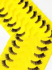 Asiteo 10 Pairs Natural Fluffy & Lightweight Faux Mink Eyelashes, Fox Tail Extended Style, Suitable For Daily Makeup, Reusable - Cat Eye Lashes - View 10
