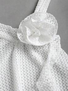 Sweetra Halter Neck Sleeveless Dress, French Chic Backless Halter Neck Dress - White - View 5