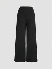 Sweetra Conjunto feminino casual com blusa assimétrica e calça com fivela metálica, ideal para o dia a dia na primavera/verão. - Preto - Ver 5