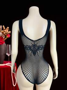 1 bộ đồ liền thân lưới không tay khoét lỗ gợi cảm dành cho nữ - màu đen - Xem 2