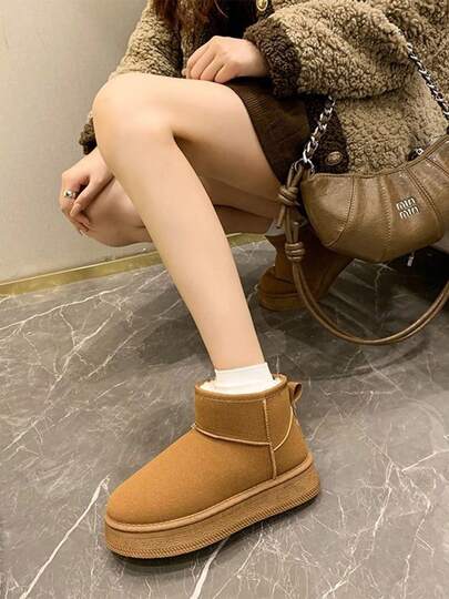 Botas de tobillo y cortas para mujer, con forro térmico, antideslizantes, botas cálidas de invierno para actividades al aire libre,Botas de nieve al aire libre para mujeres, plantas gruesas,  terciopelo, color sólido