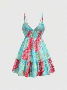 Sweetra 女士新款时尚百搭无袖印花A字吊带裙 - 彩色 - 查看 2