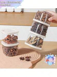 Six Stackable Spice Jars With Lids - Made Of PP Material, These Removable Containers Are Suitable For Storing Spices, Herbs, And Seasonings. They Are Multi-Functional Kitchen Storage Solutions, Perfect For Home Kitchens And Outdoor Camping. - Multicolor - View 3