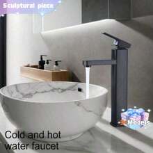1PC 4-Inch Widespread Bathroom Faucet, Modern Bathroom Sink Faucet With Ceramic Valve Core, Water-Saving, Includes Installation Accessories, Single Hole Countertop Basin Mount - Black - View 2