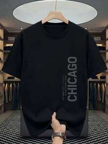 Manfinity Homme Men's Letter Print Short Sleeve Loungewear Top - Black - View 1